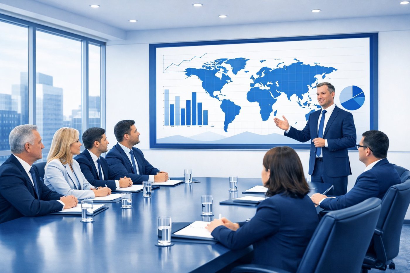 Strategic team in collaborative boardroom session